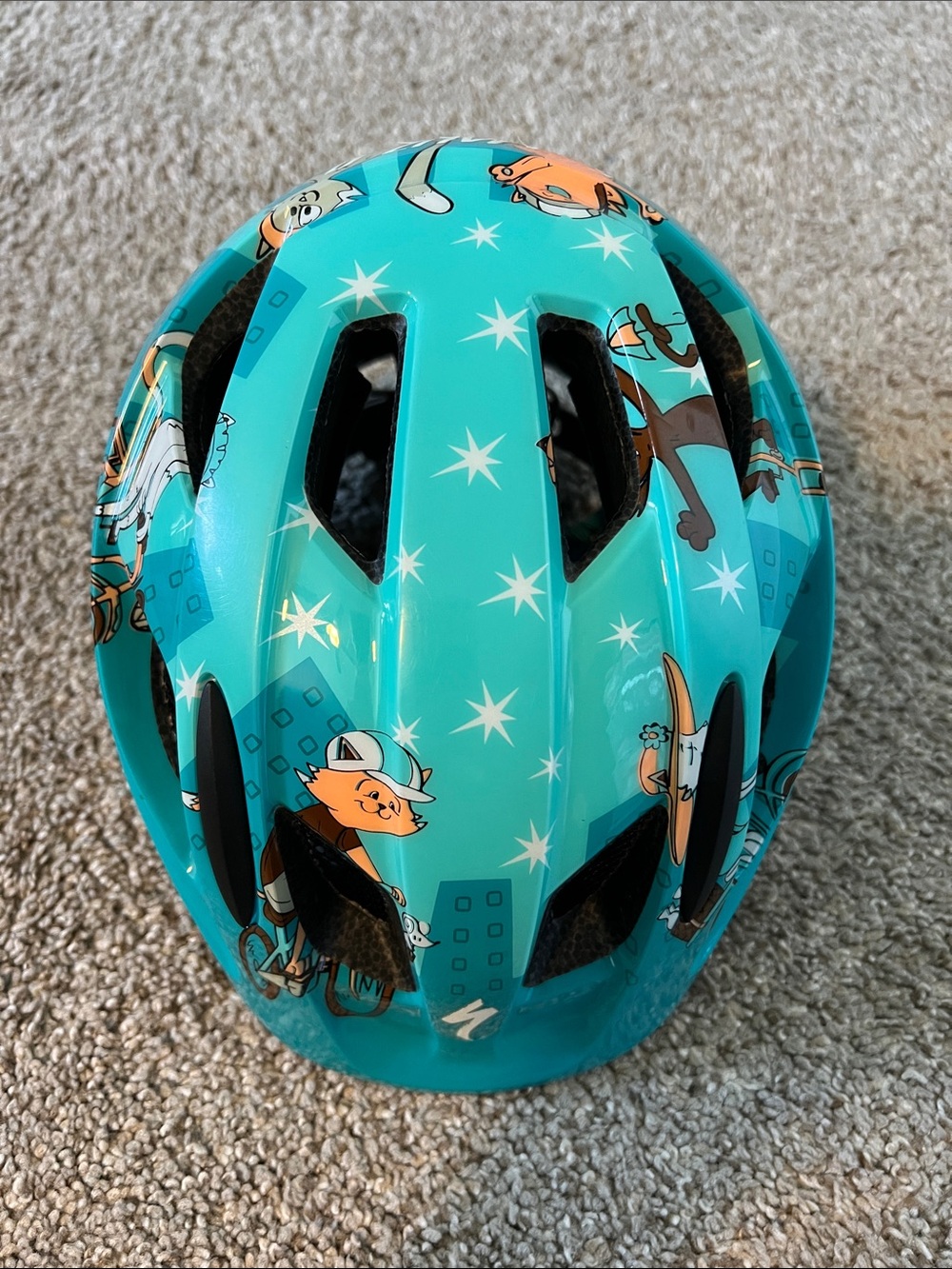 Specialized Kids Teal Helmet with Cartoon Character Graphics